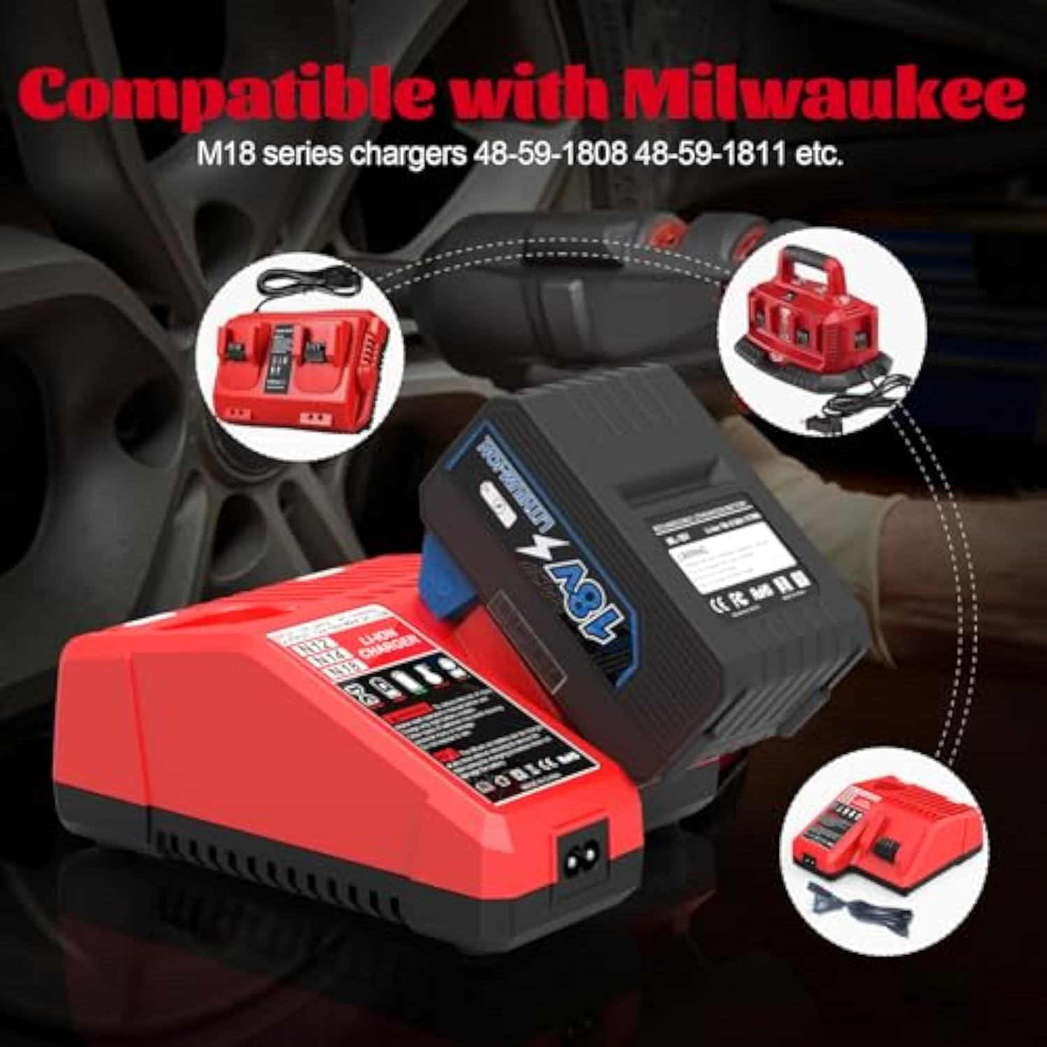 2Pack 6500Mah 18V Li-Ion Battery Replacement For Milwaukee M18 Battery Compatible With Milwaukee 18V Battery 48-11-1812 48-11-1840 48-11-1850 Cordless Power Tools