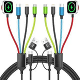 2 Pack 5FT Multi Charging Cable with Apple Watch Charger for Travel iPhone USB C Devices