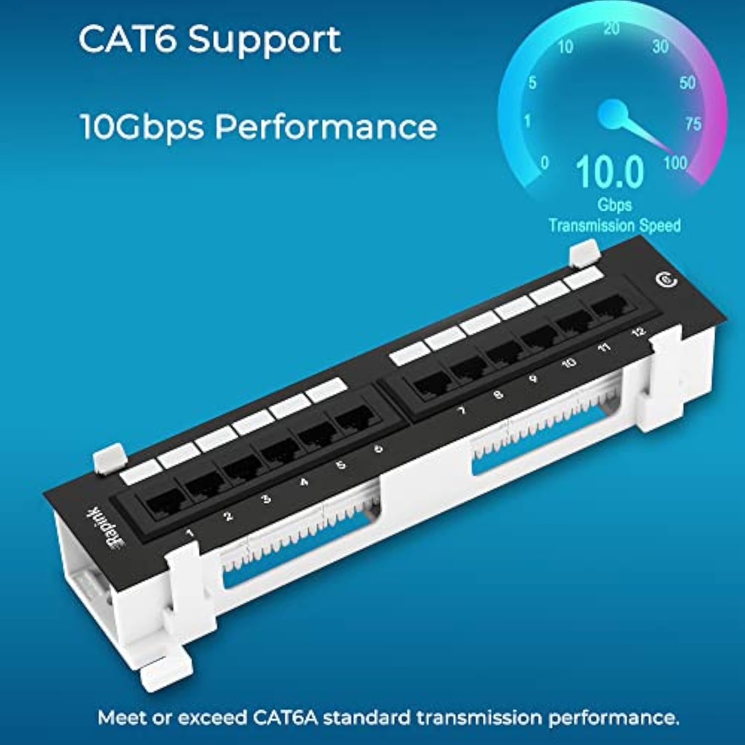 Patch Panel 12 Port Cat6 10G Support, Network Patch Panel Utp 10-Inch, Wallmou