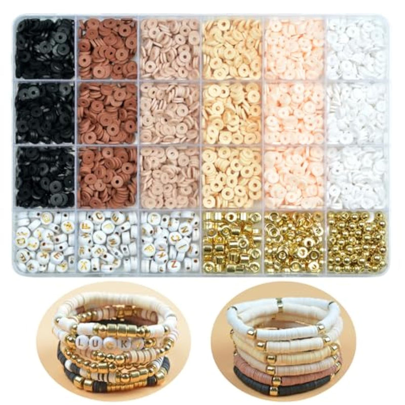 Brown Clay Beads Bracelets Making Kit For Women Red Friendship Bracelets Kit Gold Beads For Charm Bracelets Jewelry Making With Letter Beaded Kit For Birthday Valentine'S Day Gift(Brown)