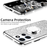 For Motorola Moto G Stylus 5G 2025 Phone Case (6.7-Inch) With Ring Stand Lanyard Girls Women Men Cute Glitter Soft Tpu Shockproof Protection Cover - Silver