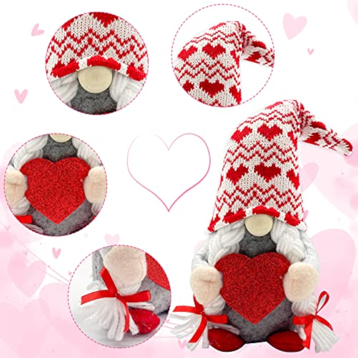 Valentines Day Decor - Valentines Day Decorations - Red Valentine Couple Plush Gnomes Decorations For Home, Indoor, Office - Valentine Gifts For Her, Girls - Romantic Anniversary Vday Gift