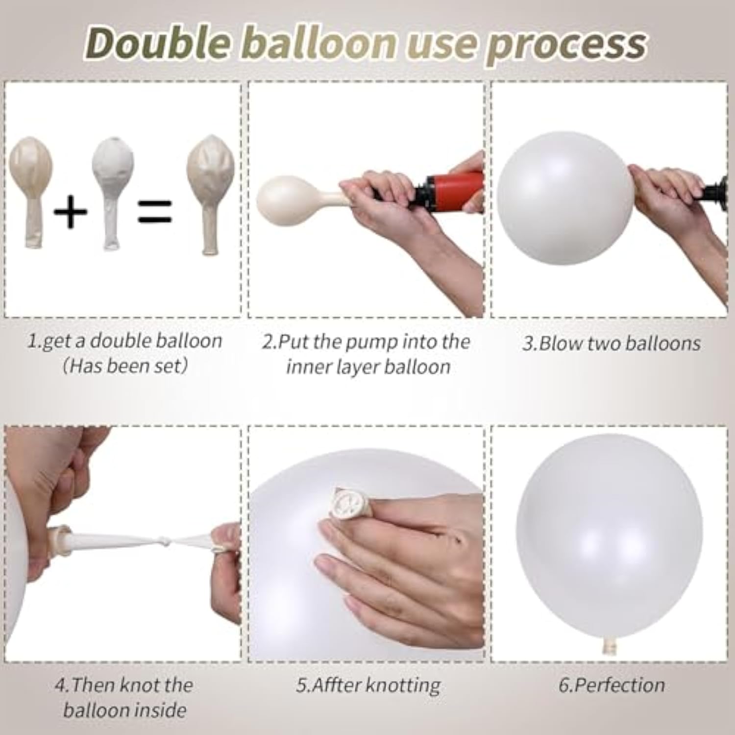 Champagne Gold And White Balloons, 12 Inch Double Stuffed Pearl White Sand Gold Metallic Balloons Wedding Beige Cream Latex Balloon For Boho Bridal Shower Birthday Bachelorette Engagement Party Decor