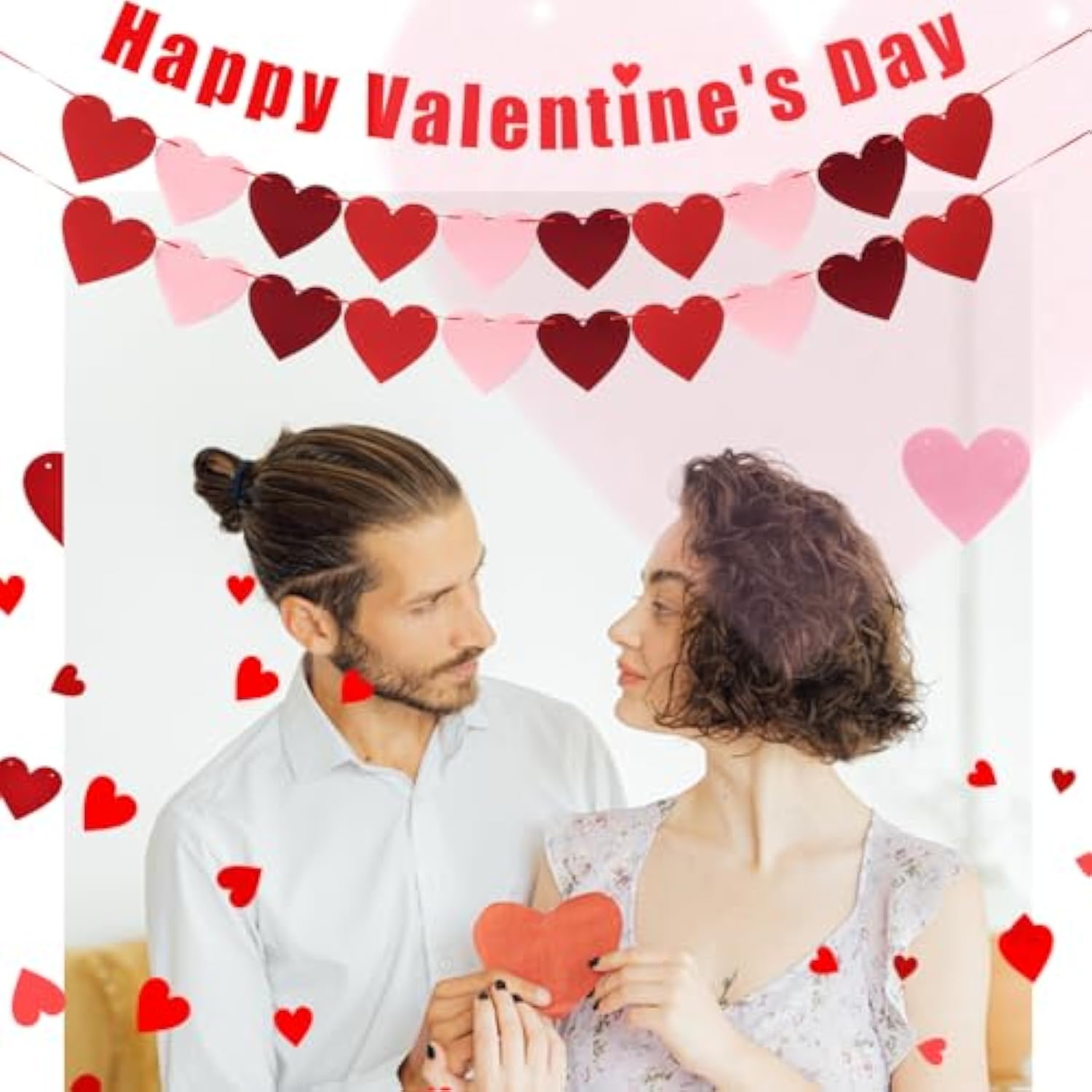 8 Pack Felt Heart Valentines Banner St. Patricks Garland,Shamrock Clov