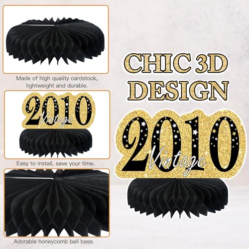 9Pcs Black Gold 16th Birthday Decorations Honeycomb Centerpieces for Boys Girls,Happy 16th Birthday Centerpieces Tables Toppers Party Decorations Supplies 16th Table Sign Decor