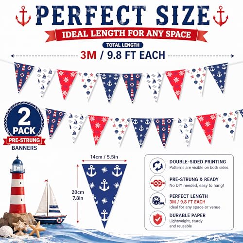 Nautical Garland Banner for Baby Shower Birthday Party Decorations
