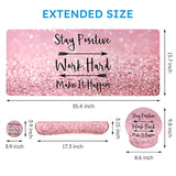 Mouse Pad,Large Pink Desk Mat, 4In1 Xxl Mousepad + Keyboard Wrist Rest+Mouse Wrist Rest+Coaster Set With Ergonomic Desk Pad For Home Office Table Computerpink Stay Positive