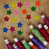 100 Pcs Colorful Wooden Star Buttons With 2 Holes Rustic Buttons For C