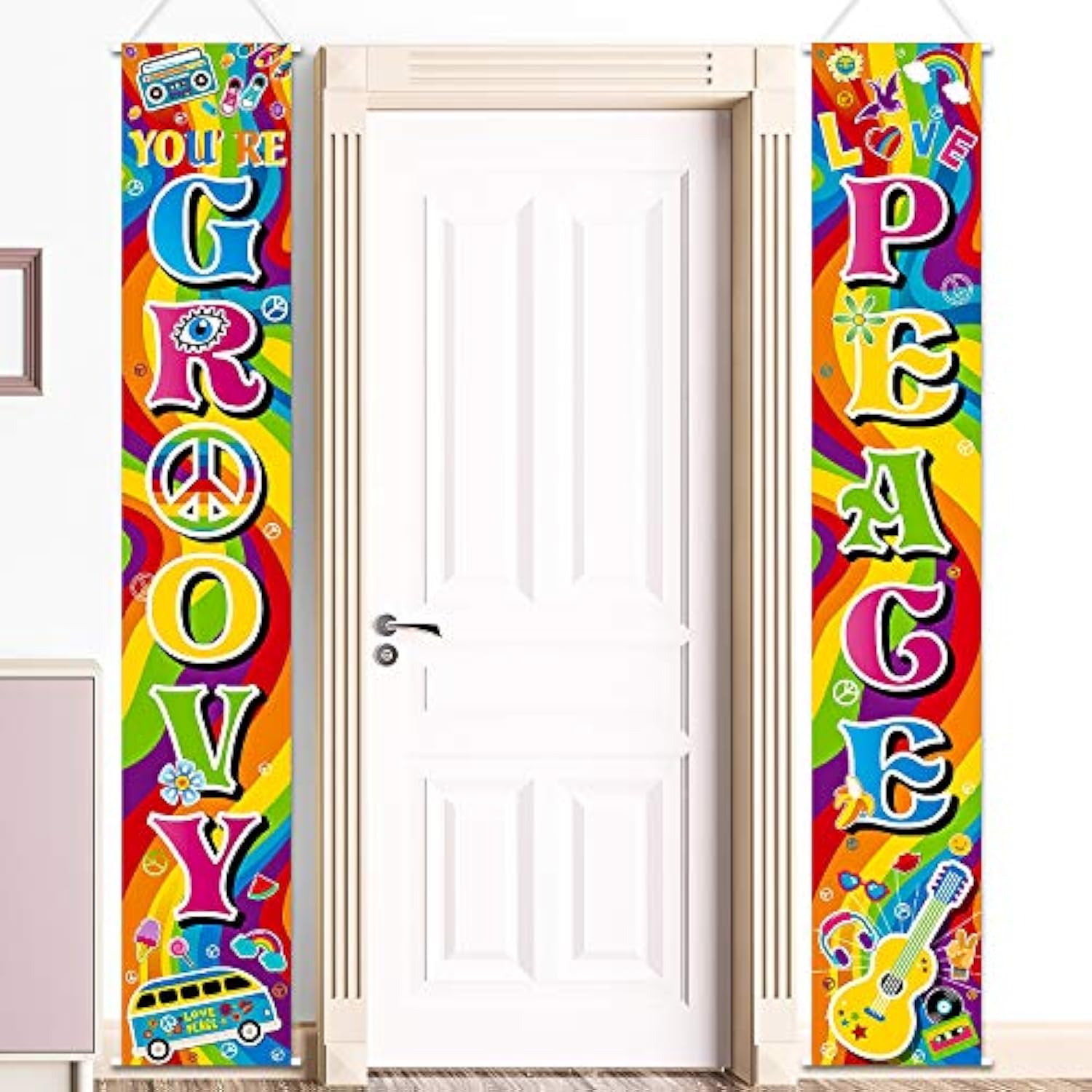 60s Hippie Party Scene Setters & Groovy Porch Sign for Rock Star Birthday