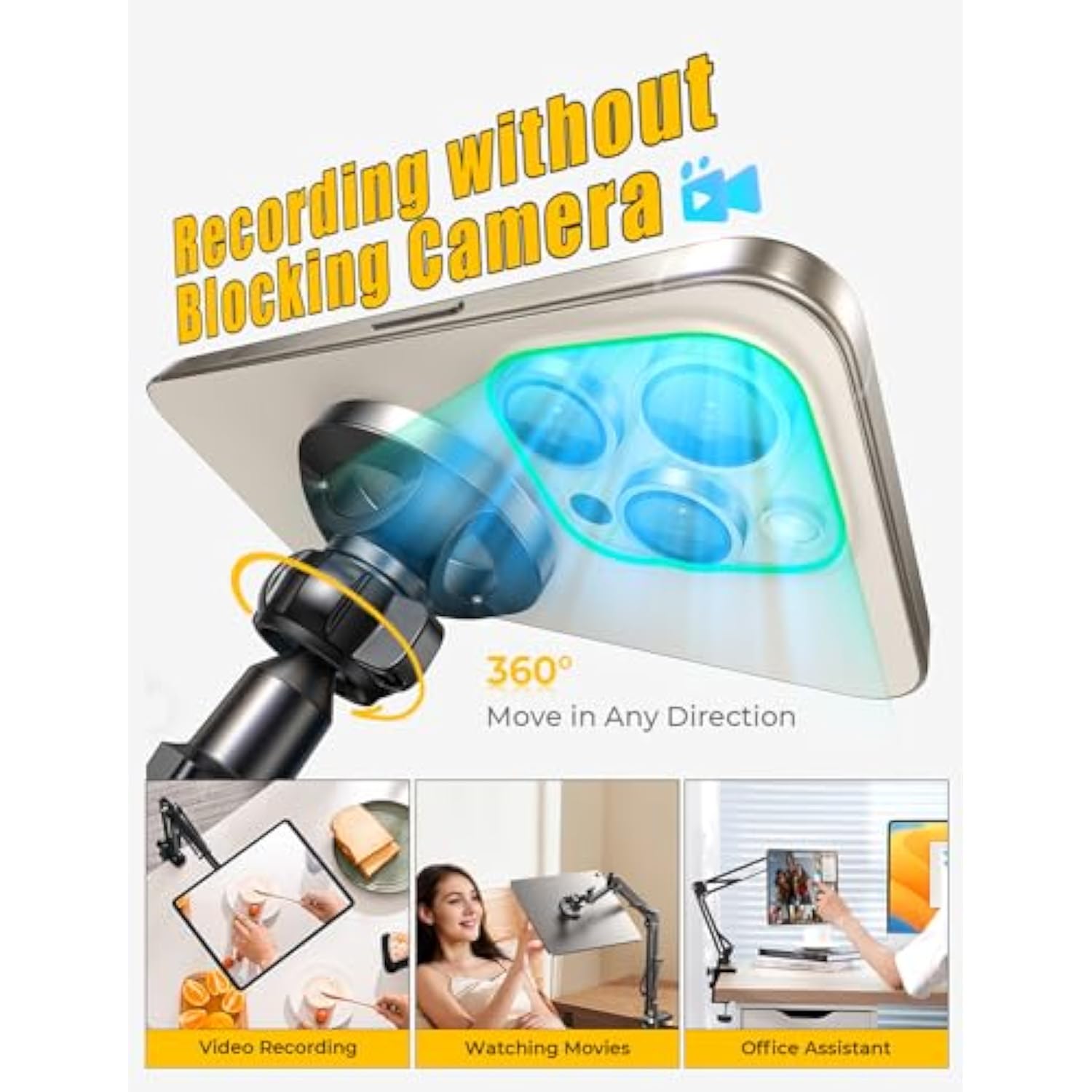 Gooseneck Phone Holder For Bed - Magsafe Stand For Iphone 16 15, Desk, Magnetic Adjustable Mount - Overhead Accessories For Magsafe Iphone