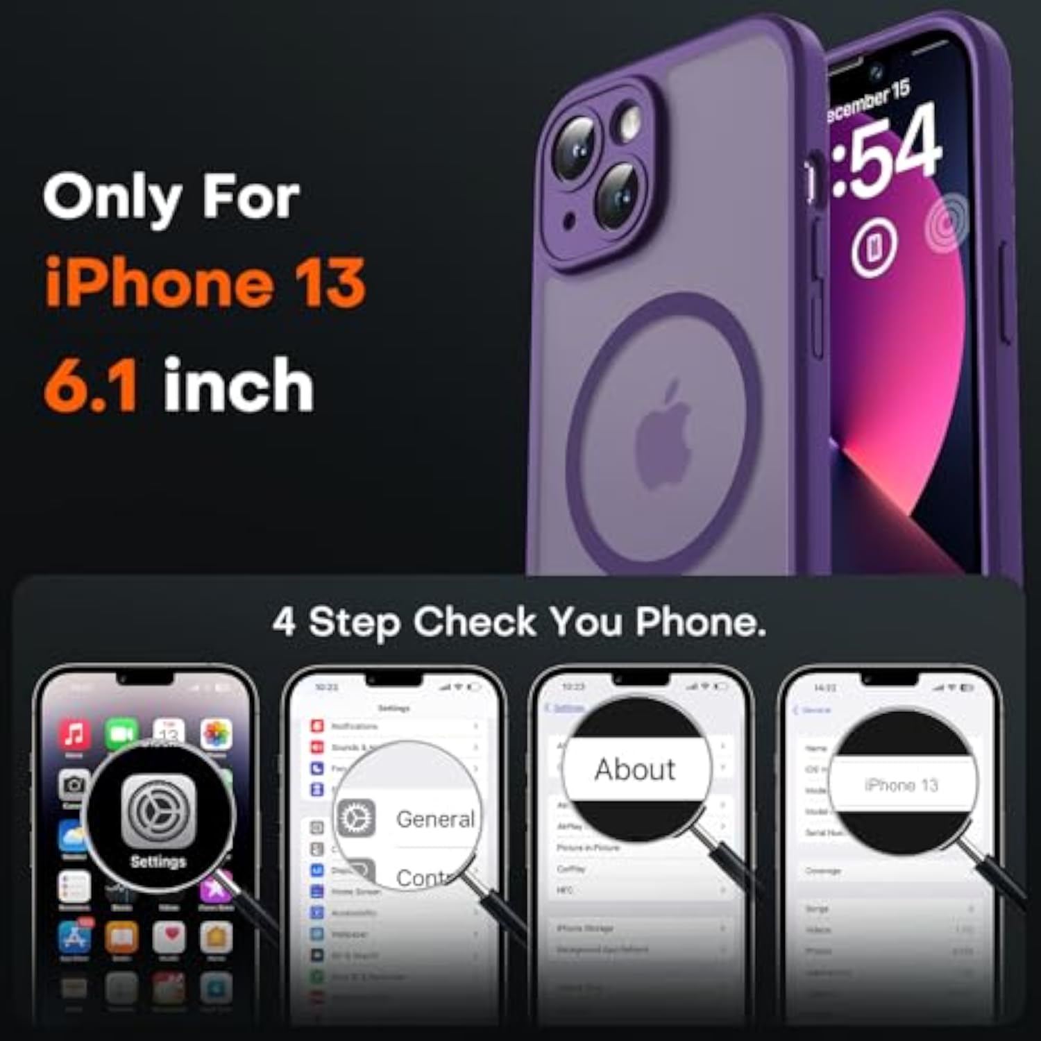 Midnight Purple iPhone 13 Case Compatible with MagSafe
