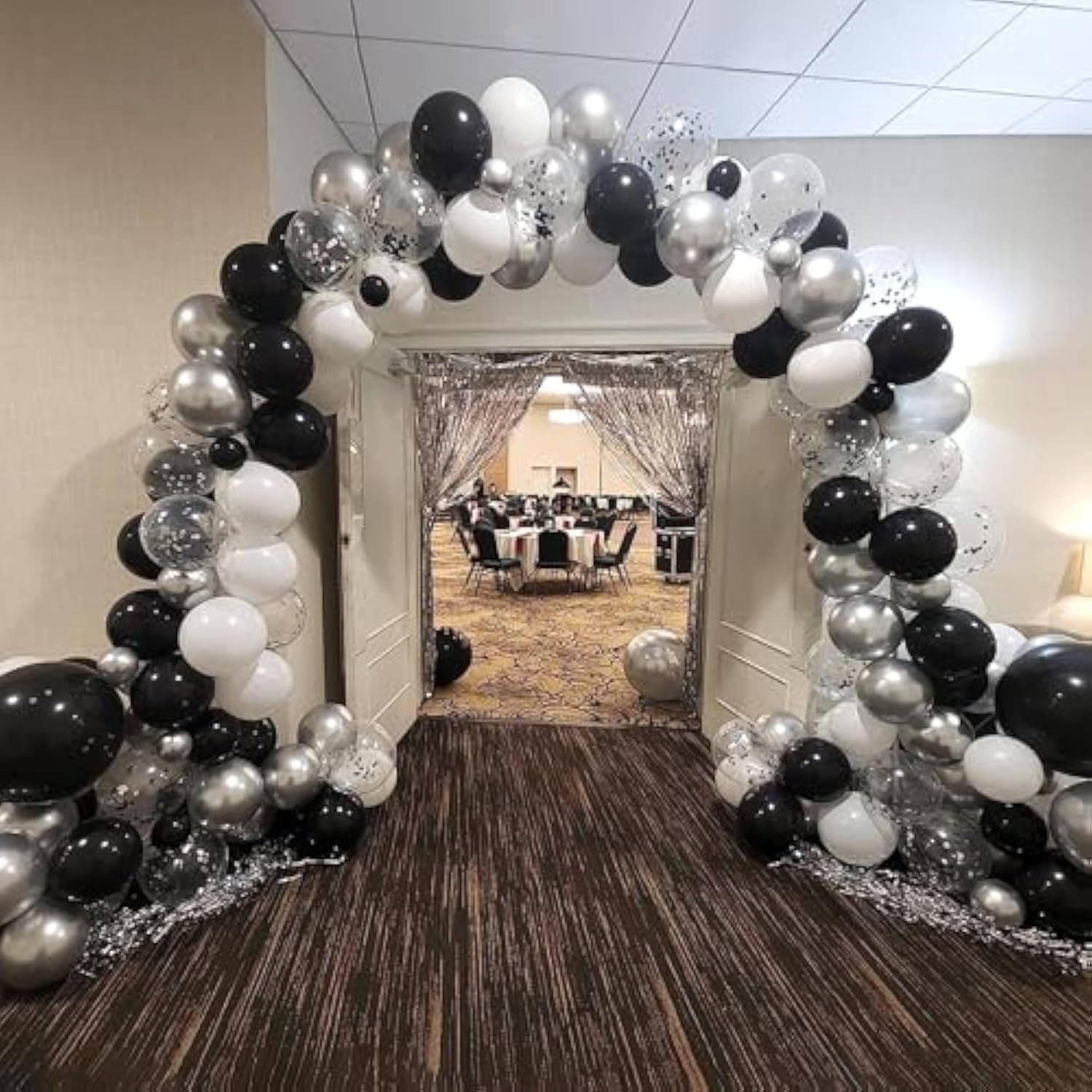 Black & Silver Balloon Garland Kit: NYE 2025, Graduation, Wedding Decor