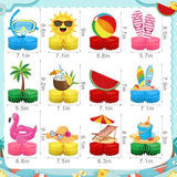 12Pcs Summer Beach Honeycomb Centerpieces Summer Pool Honeycomb Table Decorations Pools Party Tables Centerpieces Hawaiian Theme Birthday Table Topper For Pool Party Beach Favor Supplies