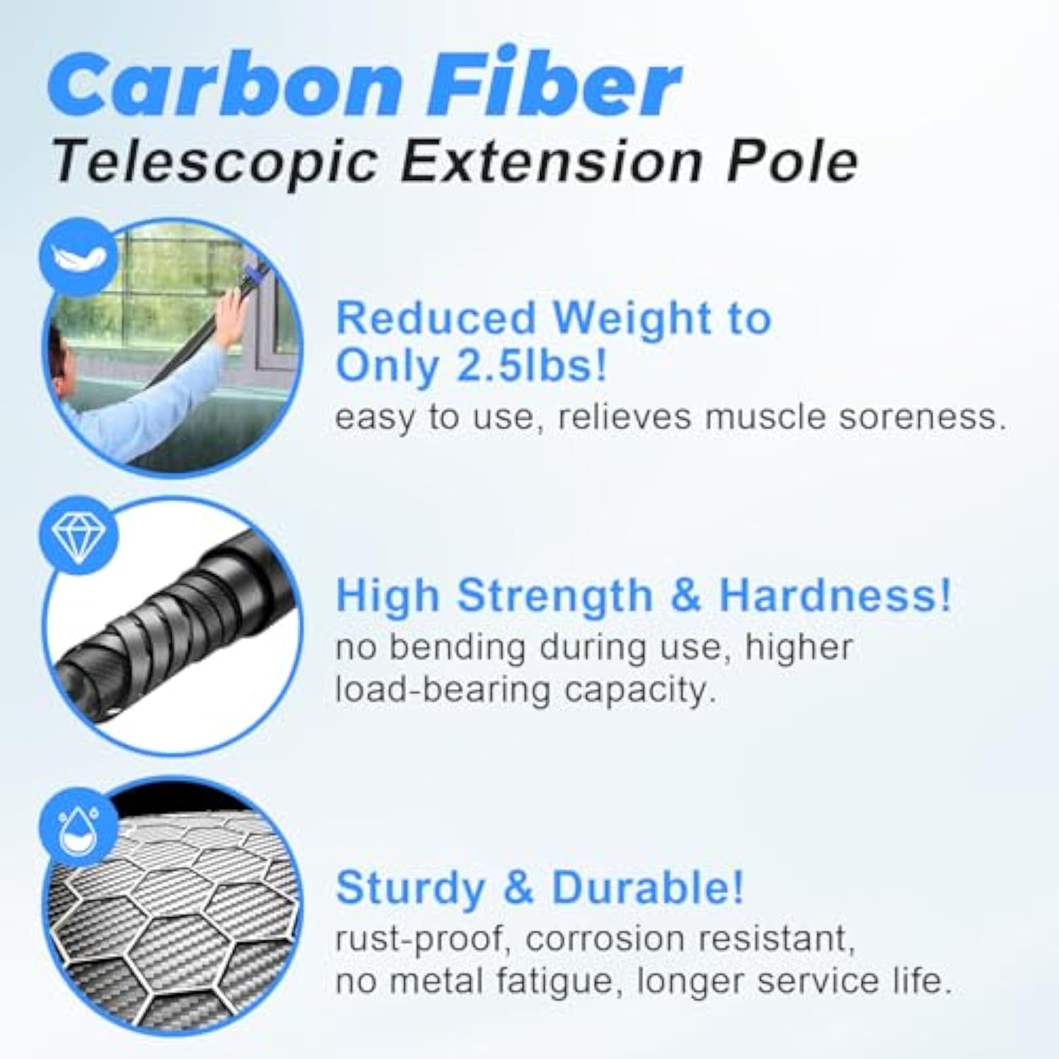 Carbon Fiber Christmas Light Pole Hanger Tool Tree, 4.7 To 24Ft Telescopic Extension Pole With Utility Hook For Holiday Light Installation, Multi Purpose Pole With Universal Thread Lightweight
