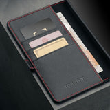 Premium Leather Case Compatible With Samsung Galaxy S25 Ultra 5G (6.9”) 2025 – Genuine Leather Wallet Flip Folio Case With Kickstand And Card Slots (Black With Red Detail)