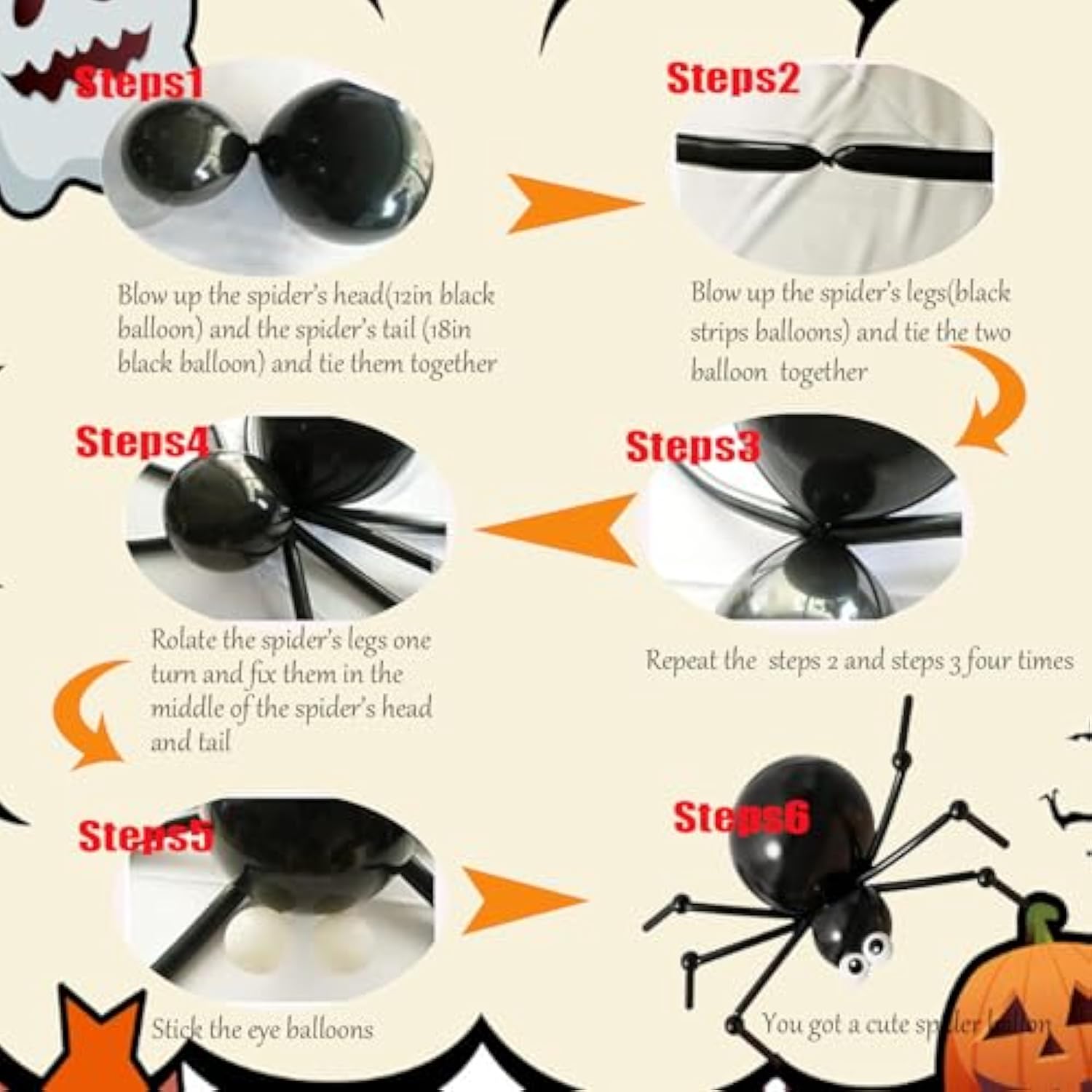 Halloween Balloon Arch Kit: Ghost, Spider, BOO - Purple, Orange, Black