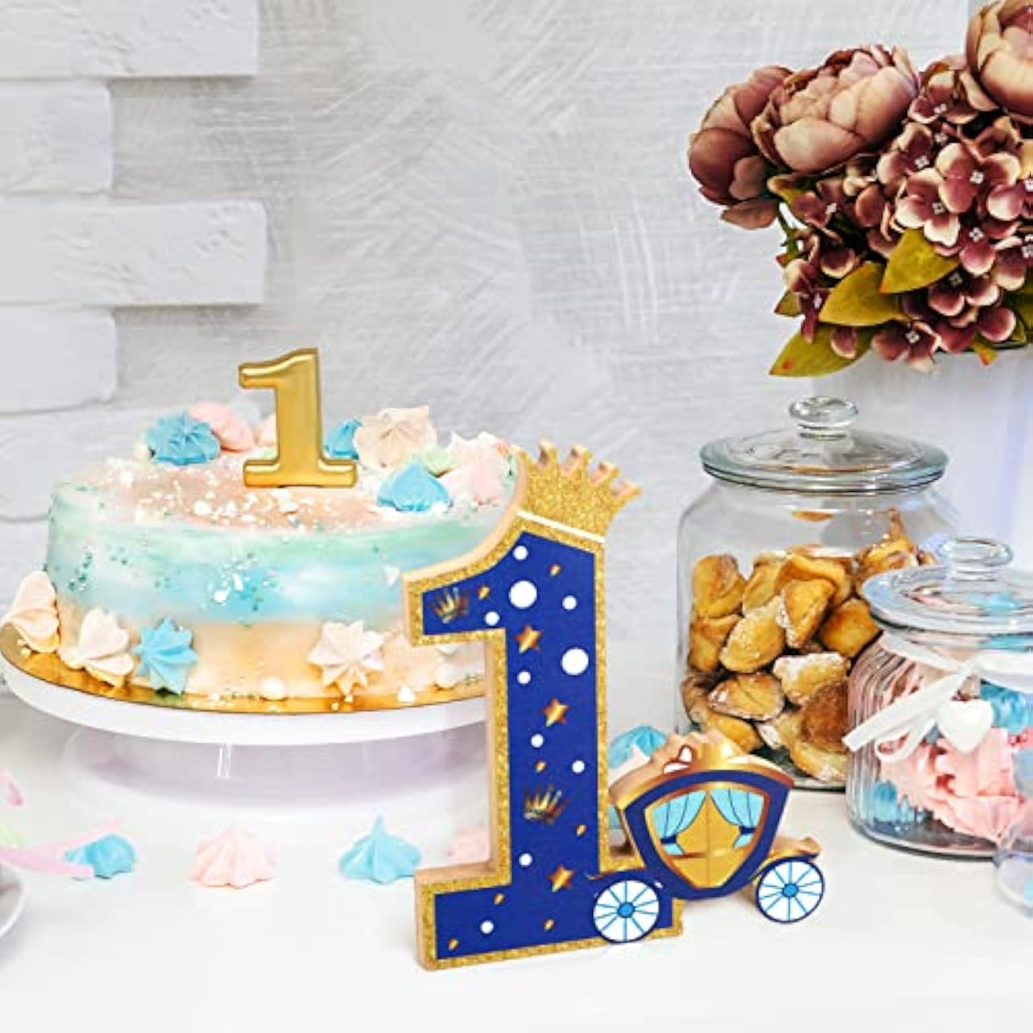 Prince Number 1 Wooden Sign Royal 1St Birthday Table Centerpiece Princ