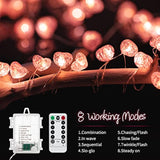 Valentine’S Day Fairy String Lights - 10.5 Ft 30 Led Pink Heart Battery Operated Fairy Lights With Timer And Remote, Twinkle Heart Lights For Wedding Diy Indoor Christmas Gift Valentine'S Day
