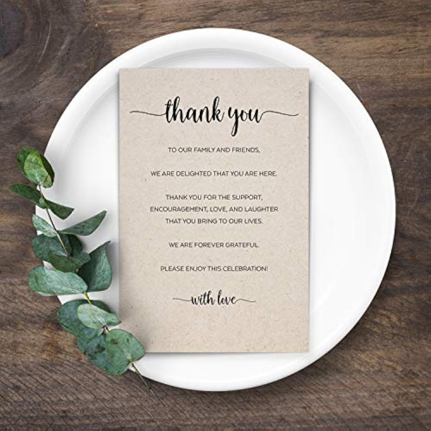 Thank You Table Place Setting Cards (Set Of 50) Made In Usa - 4X6 Large, Rustic Kraft Tan, Wedding, Party, Retirement, Graduation, Birthday, Baby Shower, Bridal, Engagement, Anniversary