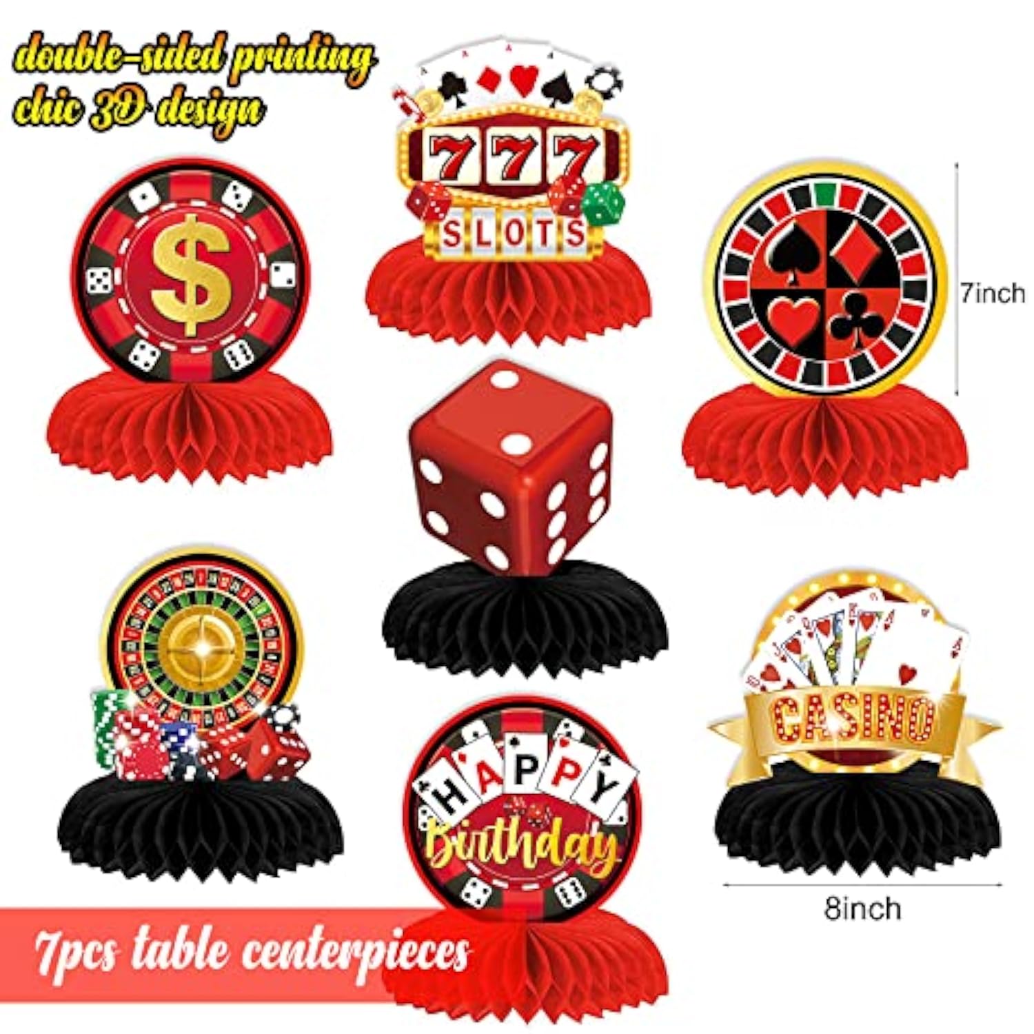 Casino Party Decorations Set – Poker Balloons, Backdrop & Centerpieces for Vegas-Themed Events