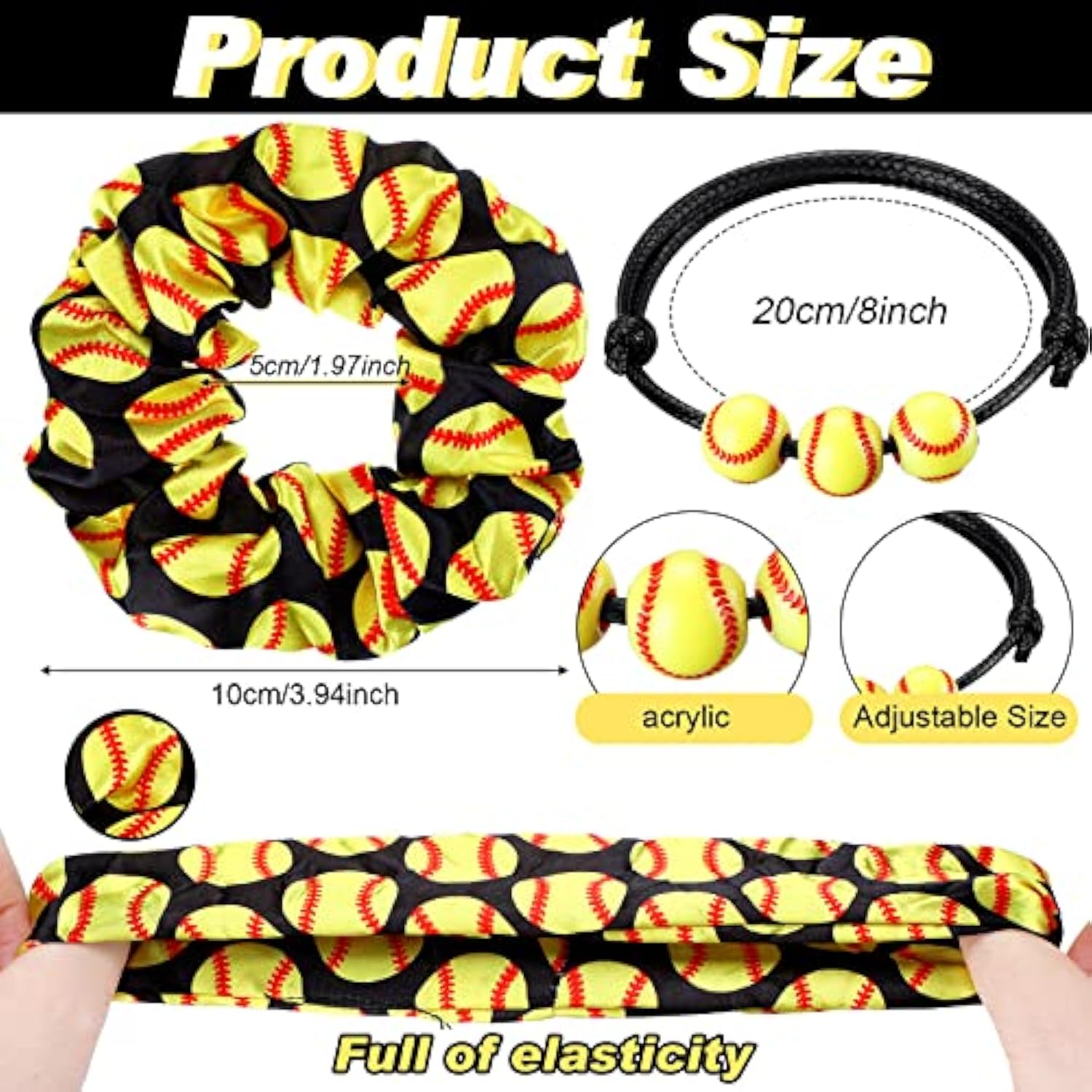 60 Pcs Softball Gifts For Team Girls Softball Party Favors Include Cosmetic Bag, Keychains, Hair Scrunchies, Hair Ties, Bracelets For Sport Theme Birthday Party Supplies