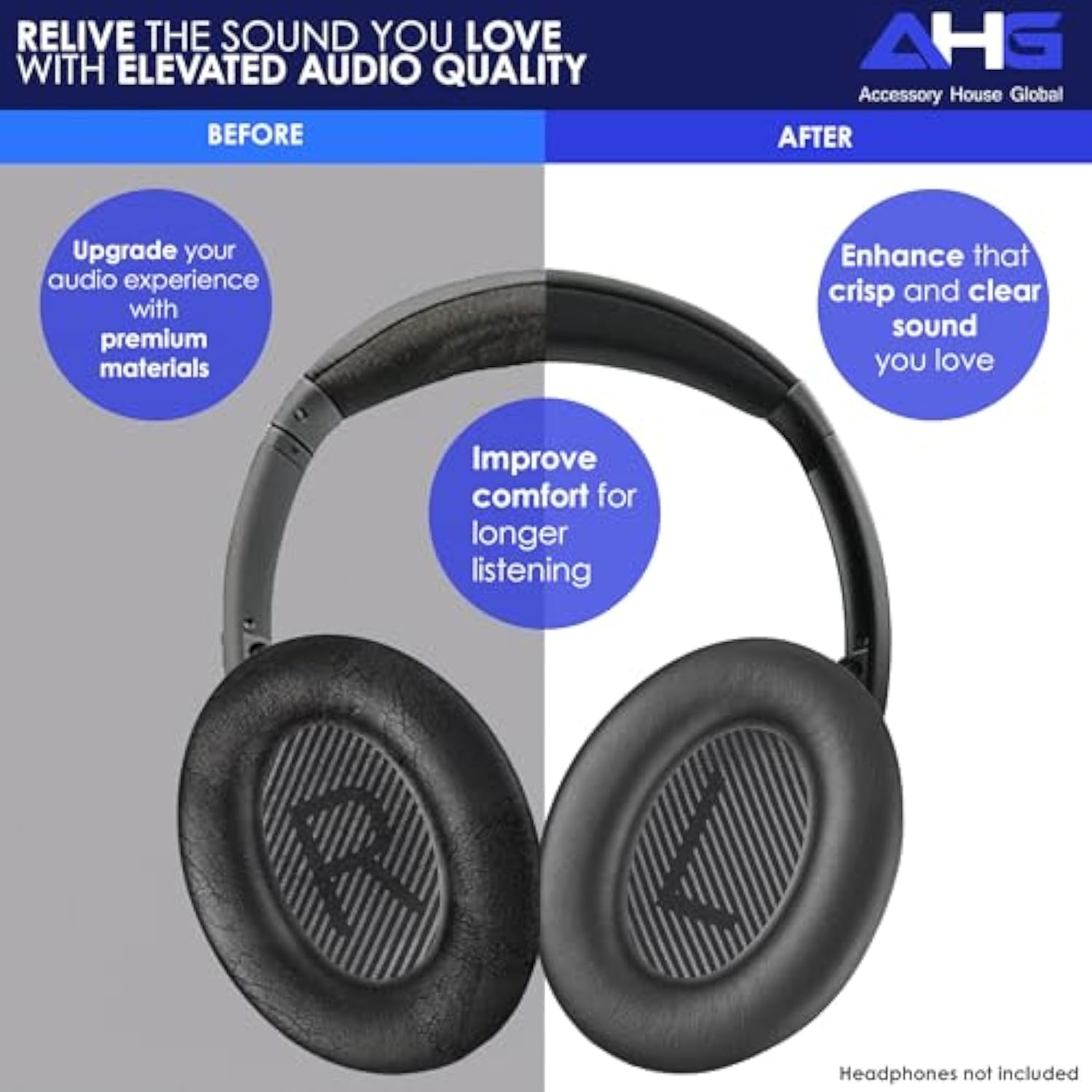 Replacement Qc Ear Pad And Headband Pad Kit Cushion. Compatible With Bose Quietcomfort (2023) Qc45 Qc35 Qc35 Ii Qcsc Qcse Wireless Noise Cancelling Headphones (Black)