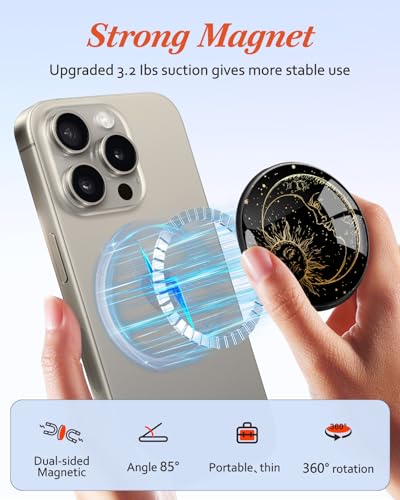 Magnetic Phone Grip Compatible with MagSafe - Magnet Phone Grip Stand Magnetic Removable Finger Ring Holder Kickstand Cute Magnet Accessories for