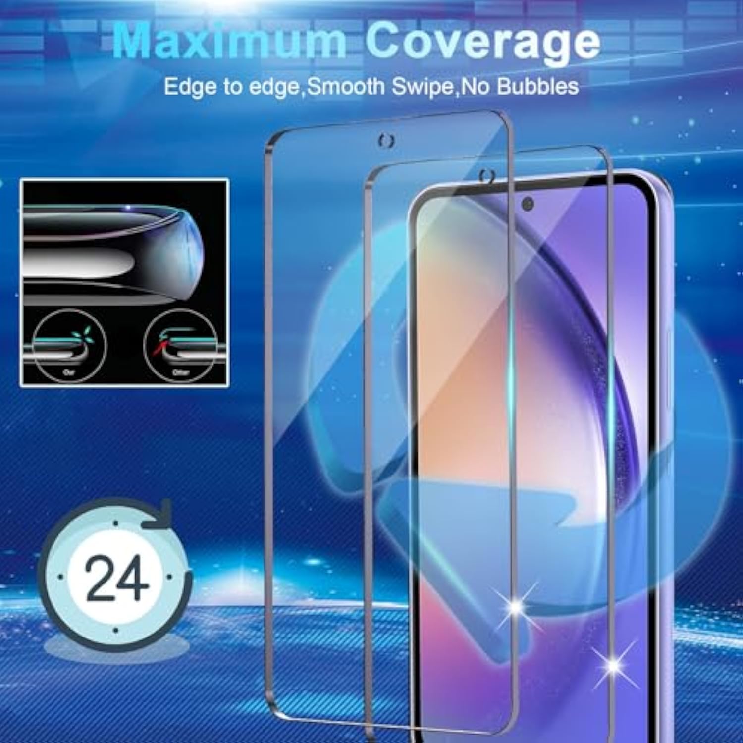 [4+3 Pack Screen Protector Compatible With Galaxy A54 5G, 4 Tempered Glass With 3 Camera Lens Protectors, High Clarity, Anti-Shatter, Bubble Free