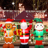 3 Pack 5 Ft Christmas Inflatable Santa Claus Gingerbread Man Elf Decor Lighted Blow Up Christmas Yard Decoration With Bu