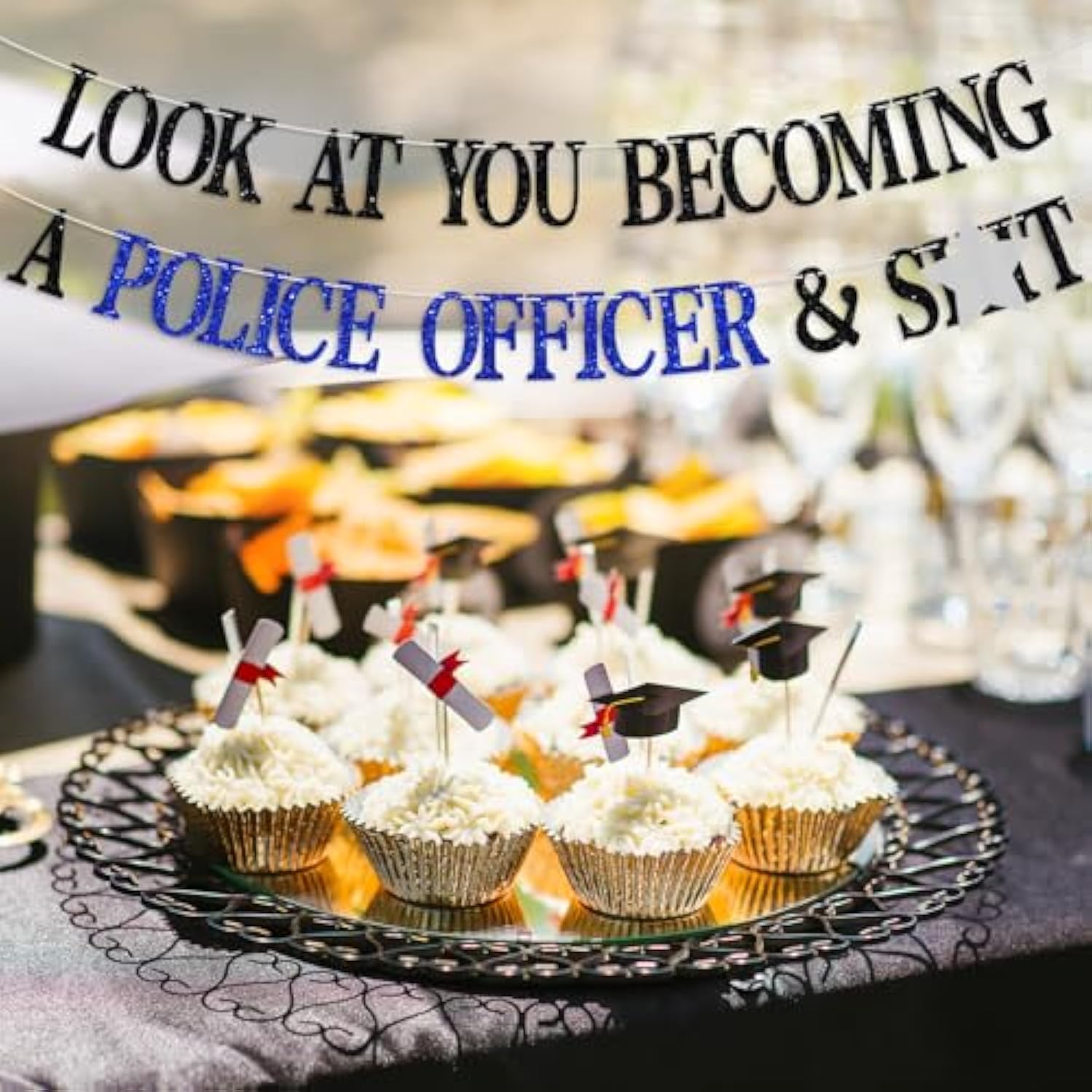 Congrats Officer Banner Future Police Officer Class of 2025 Glitter Graduation Decor