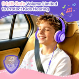 Kids Headphones for School Travel, Upgrade USB Type C Safe Volume 94dB, with Mic HD Stereo Sound Foldable On-Ear Headphones for