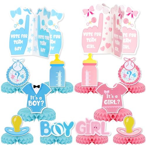 12Pcs Baby Gender Reveal Honeycomb Centerpieces