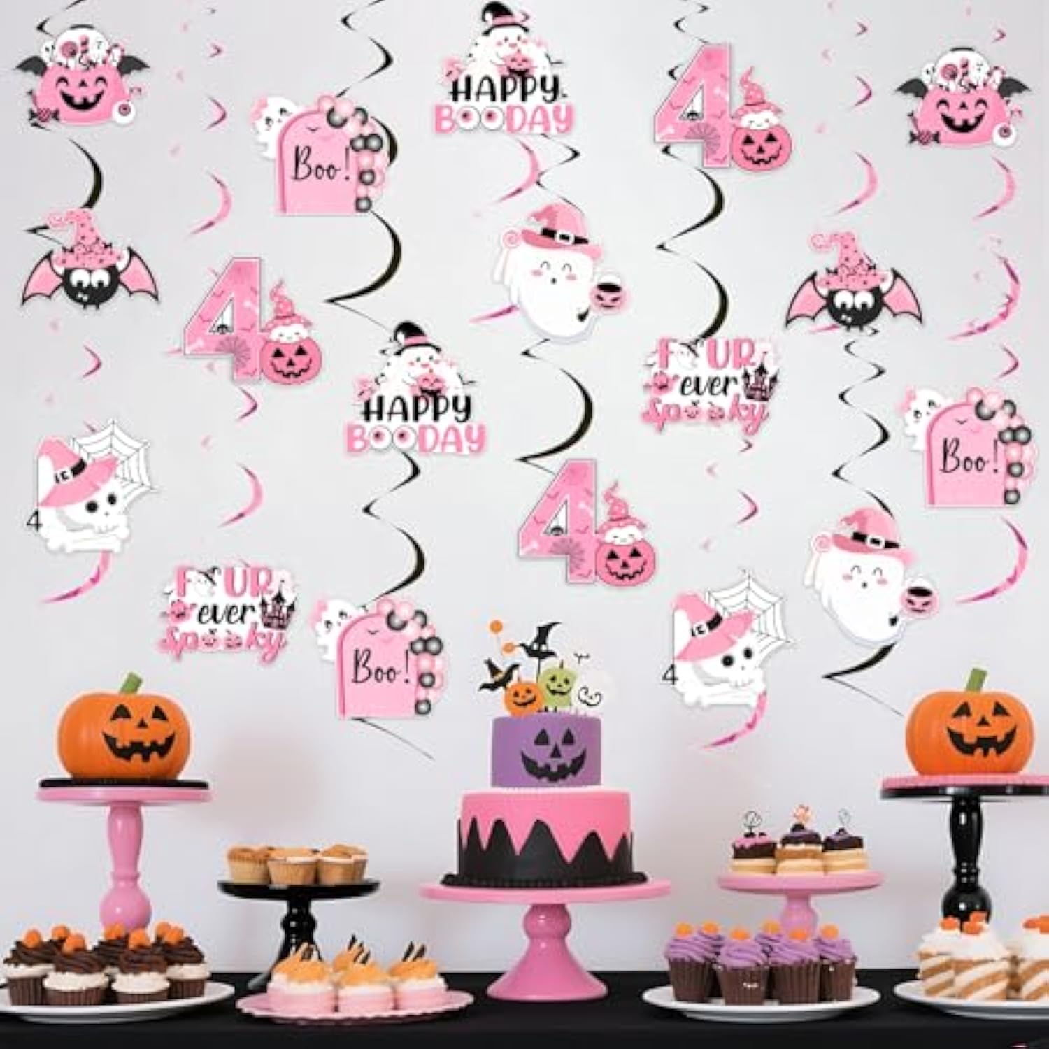 24PCS Halloween Birthday Hanging Swirls with Witch, Ghost & Pumpkin Foil Decor