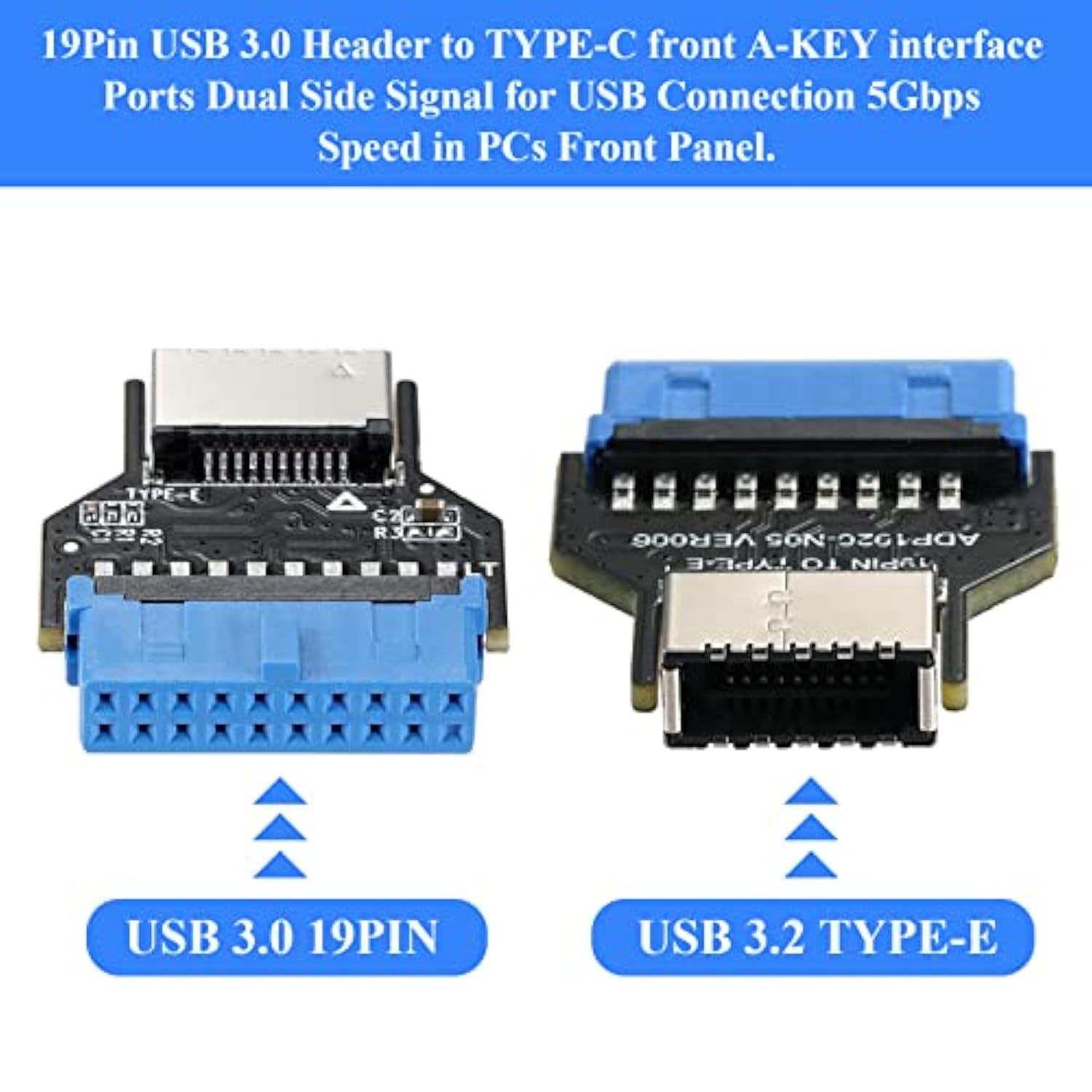 Usb 3.0 19Pin Header To Type-E Front A-Key Interface-Extend Usb Ports To Pcs F