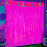 3 Pack Glow in the Dark Neon Party Decorations Backdrop and Banner