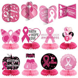 12 Pcs Breast Cancer Awareness Decorations, Pink Ribbon Centerpiece