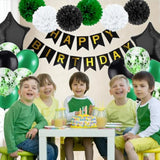 Green Black Birthday Decorations for Men with Banner Balloons Confetti and Ribbon