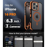 Strong Magnetic Case For Iphone 16 Pro 6.3-Inch,[Compatible With Magsafe] Translucent Matte Slim Shockproof Protective Phone Cover For Women Men-Forest Orange