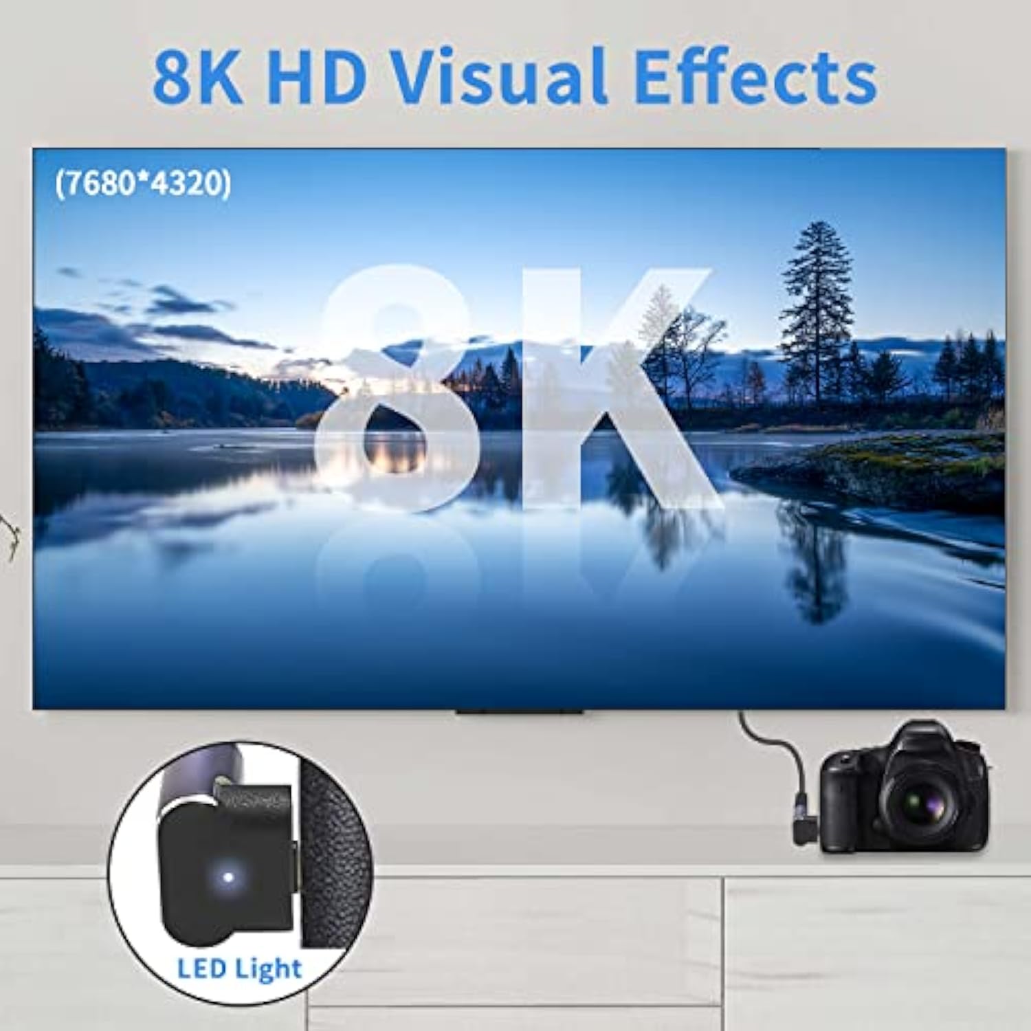 90 Degree Micro Hdmi To Hdmi Adapter 8K, 48Gbps Left Angle Micro Hdmi Male To