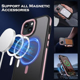 Case For Iphone 15 Plus 6.7-Inch, Iphone 15 Plus Phone Case Magnetic [Compatible With Magsafe] Slim Translucent Matte Men Women Girls Shockproof Protective Back Cover, Black/Pink