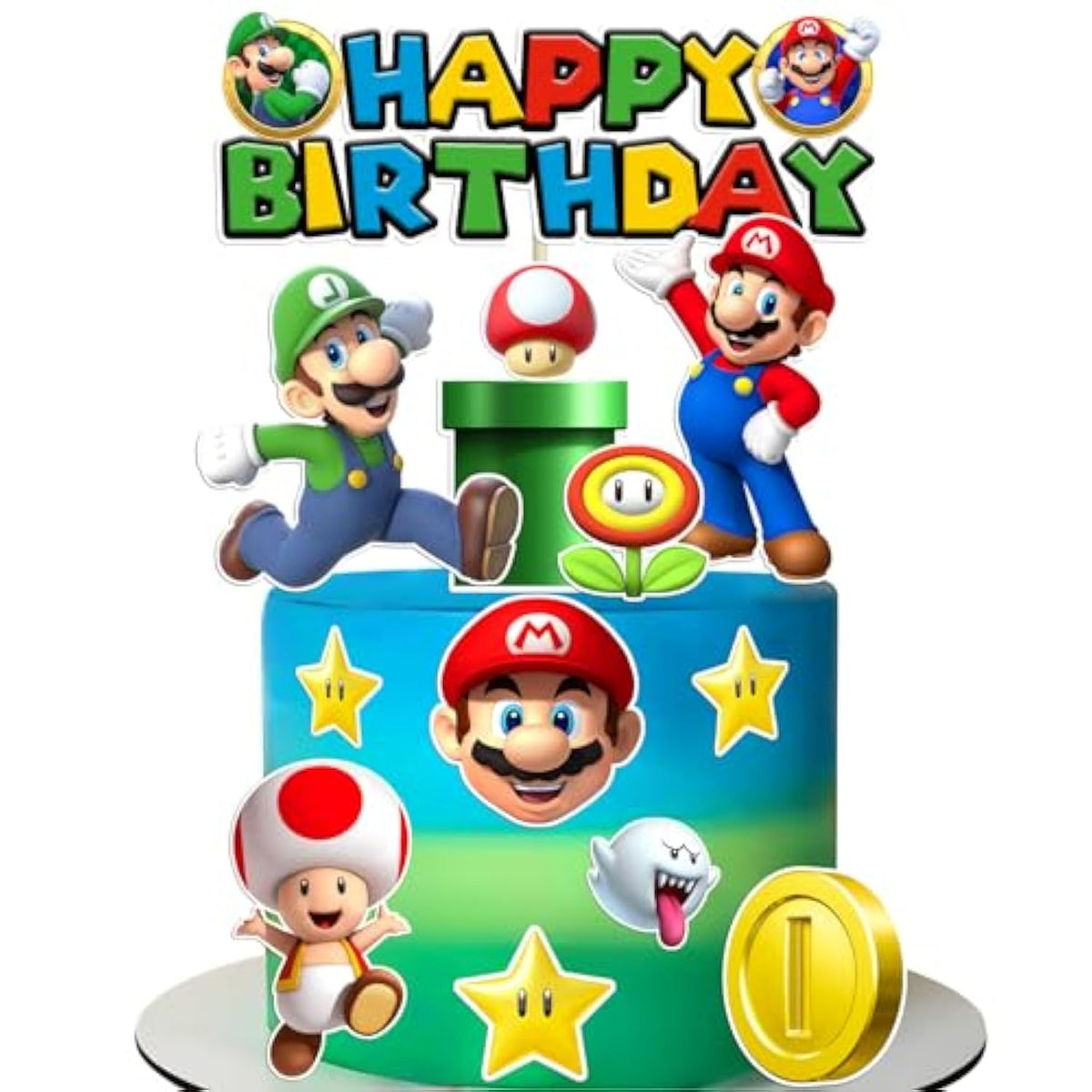 Super Bros Cake Topper Fun Kids Birthday Cupcake Party Decoration