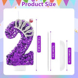 Purple Birthday Candle Crown Number 2 Candles Cake Candle,Purple Birthday Cake Topper Cupcake Decorations Party Decor For Girls And Women Anniversary Celebrations Supplies Favors