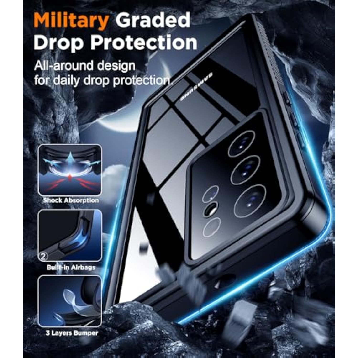 Designed For Samsung Galaxy S22 Ultra Case,Waterproof Built-In Lens & Screen Protector [Full Body Shockproof][Military Drop Proof][Ip68 Underwater] Phone Case For S22 Ultra 5G-Black (2022)