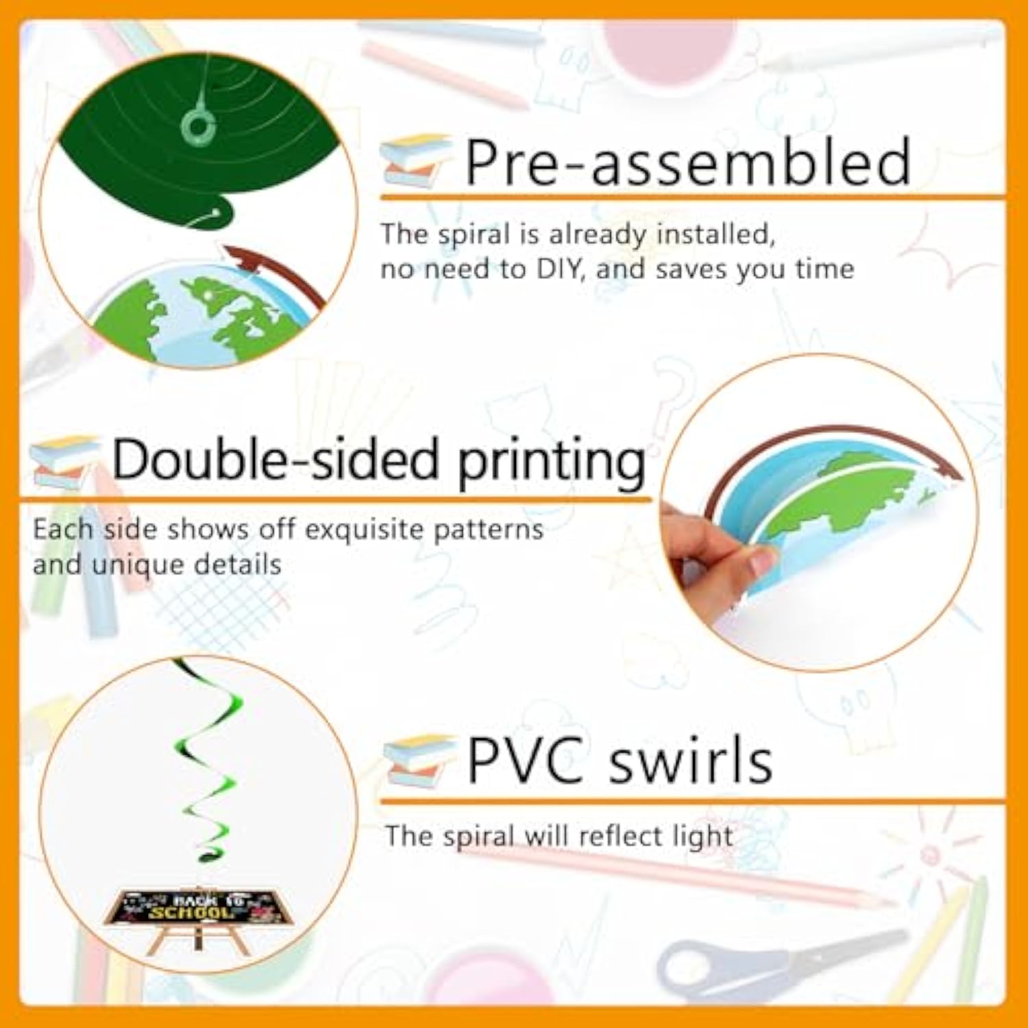 Back To School Decorations, Welcome Back To School Banner And No-Diy Hanging Swirls Foil Ceiling Streamers First Day Of School Decorations For Classroom Kindergarten High Middle School Decor