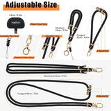 Universal Phone Lanyard With Wrist Strap, Adjustable Crossbody Cell Phone Lanyard Neck Strap And Wristlet Strap With 2 Lobster Clips, Phone Tether Patches And Phone Straps (Black/Gold, 2 Pack)