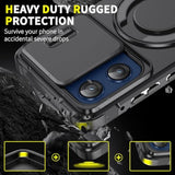 Moto G Stylus 5G 2025/2026 Phone Case with 2-Pcs Tempered Glass Screen Protector and Strap, Military Grade Shockproof with Rotating Kickstand, Black