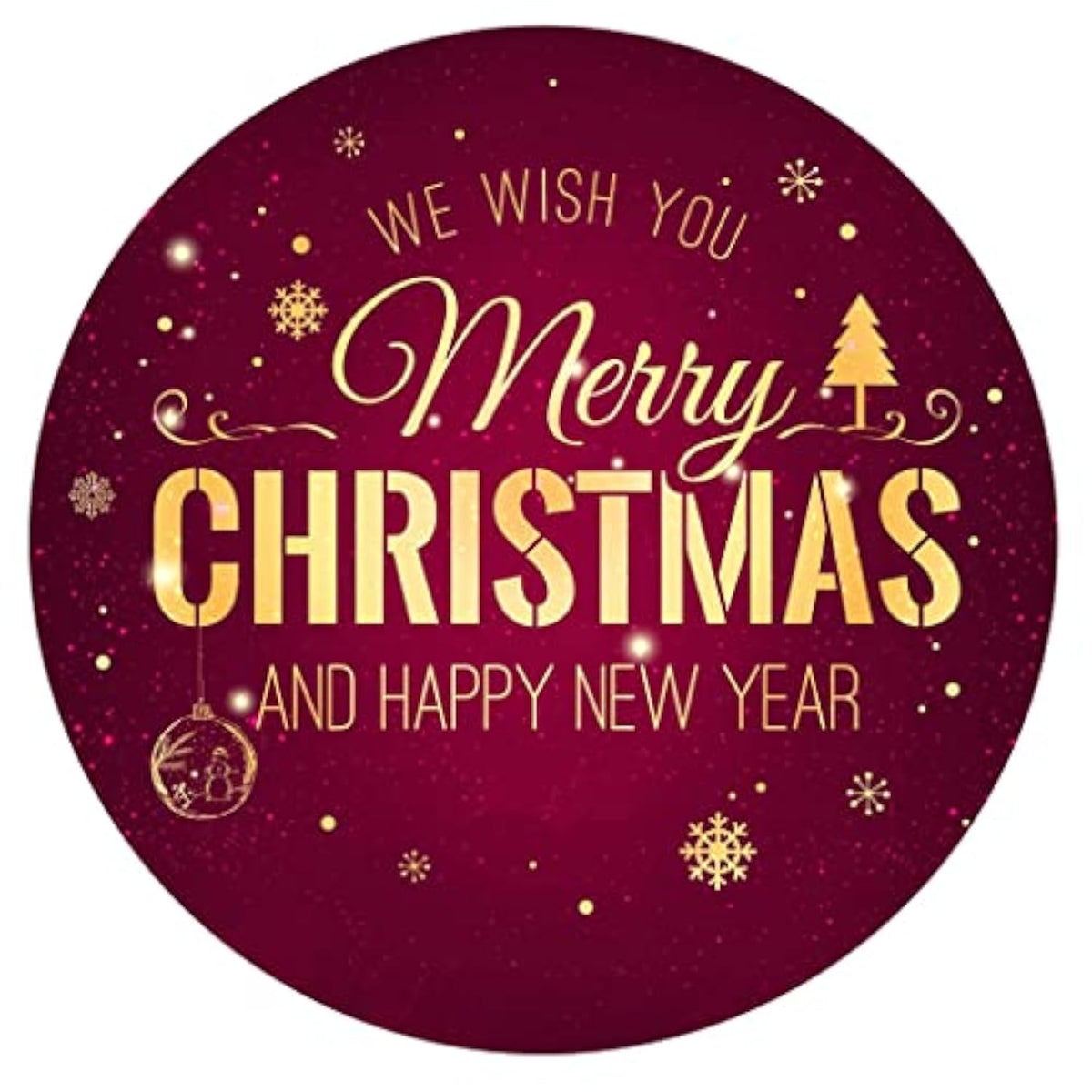 Red Gold Merry Christmas And Happy New Year Party Favor Stickers Seals Labels - 2 Inch - 50 Count