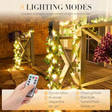 33Ft 100 Led Vine With Fairy Lights With Remote, Fake Vines String Lights Battery/Usb Operated, Ivy Garland, Leaf Lights For Bedroom Garden Party Wall Room Decor