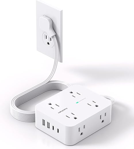 Heavy Duty Metal Power Strip 16 Outlets 6FT Extension Cord 15A 1875W Wall Mount Yellow