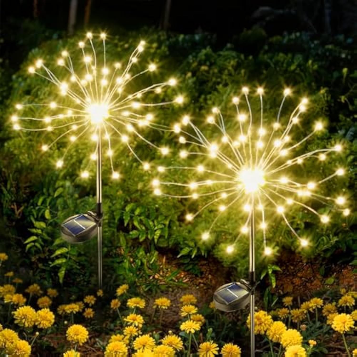Solar Lights Outdoor Decorative: Bendable Copper Wire With 120 Led Firework Beads - Waterproof Diy Warm Fun Decorating Yard Garden Patio - Christmas Gifts For Homeowner Over 30